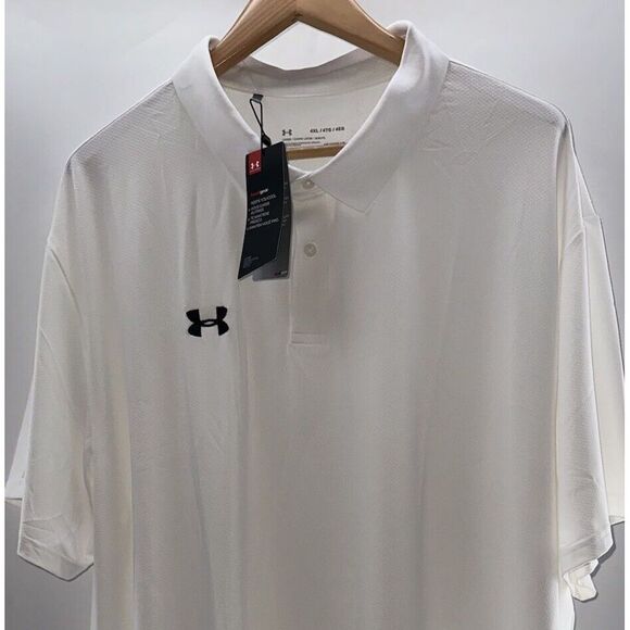 Under Armour NWT‎ Polo Mens 4XL/XXXXL Loose Fit White Heatgear Golf - Picture 1 of 9